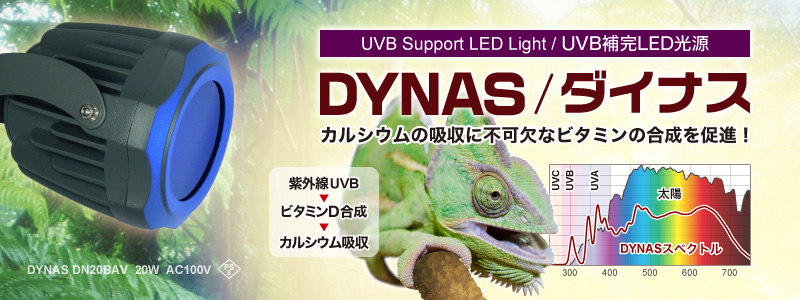 爬虫類用UVB補完LEDライト「DYNAS」