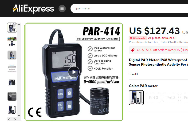 防水PARメーター PAR-414 @Aliexpress