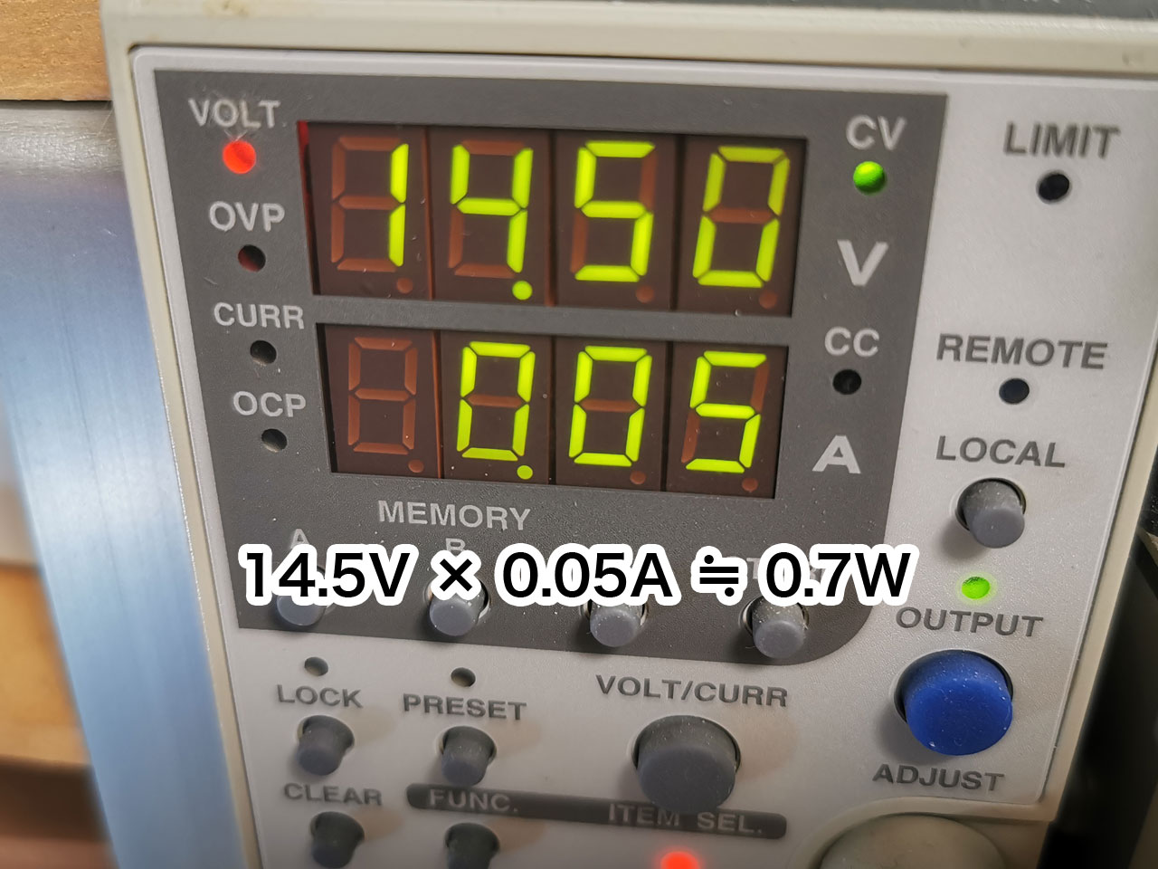 14.5V × 0.05A ≒ 0.7W