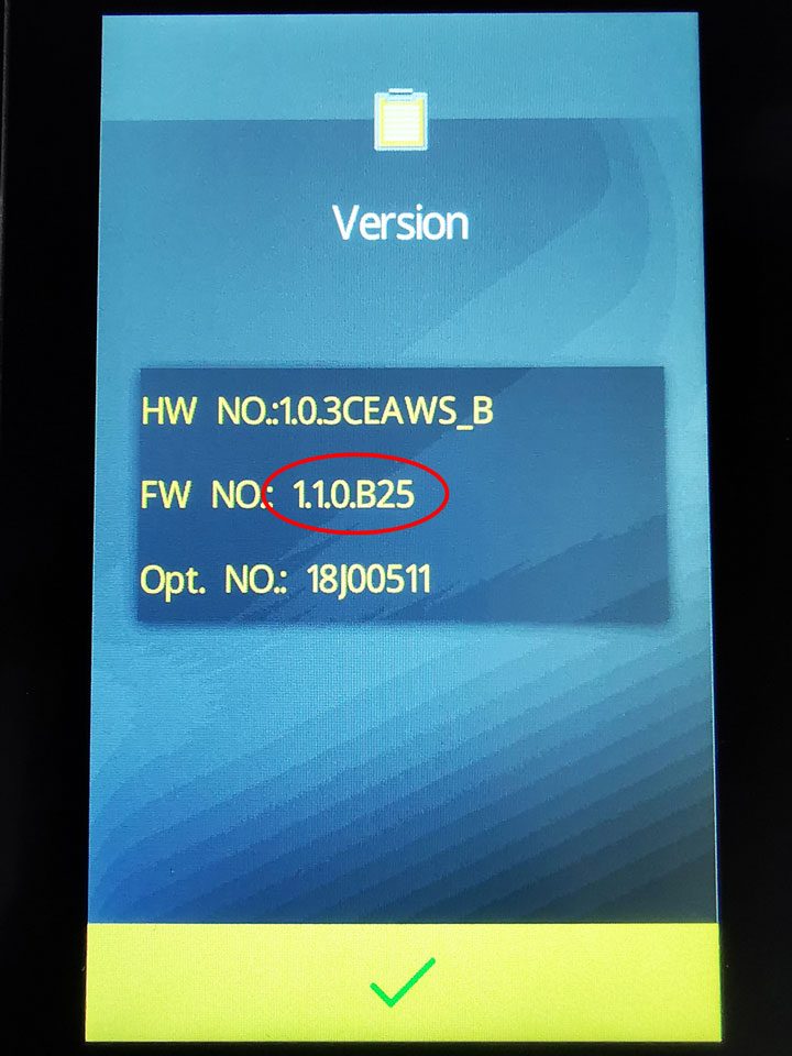 更新前のファームウェアバージョン