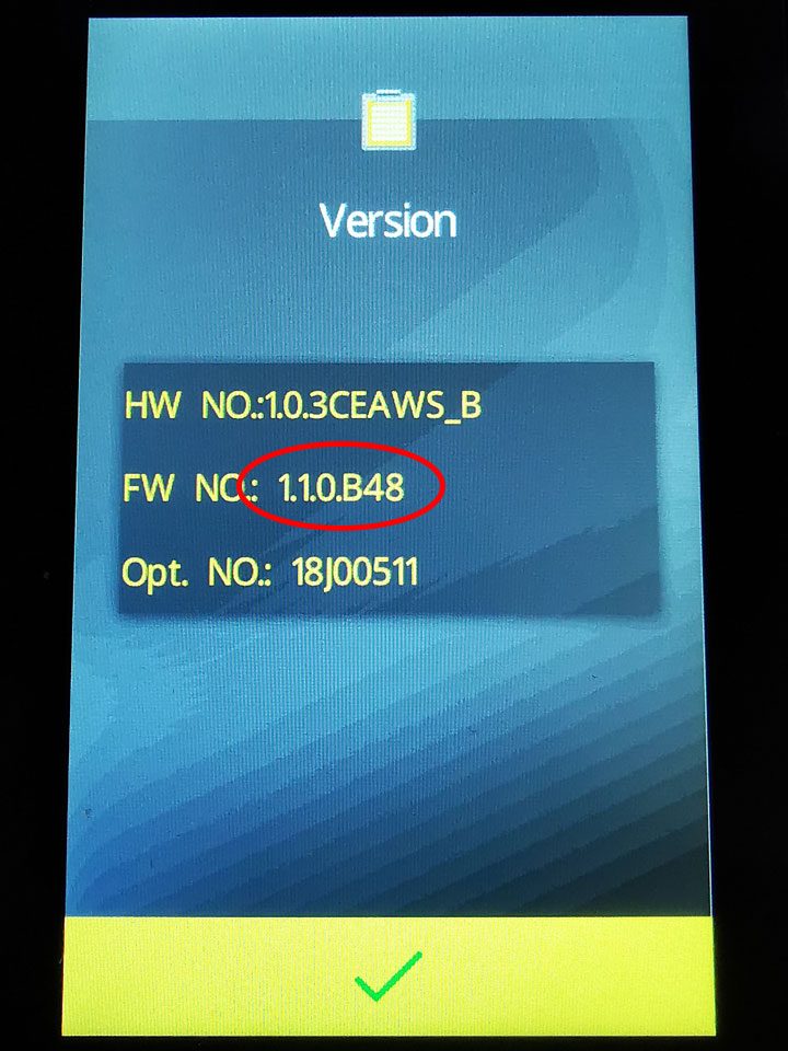 更新後のファームウェアバージョン