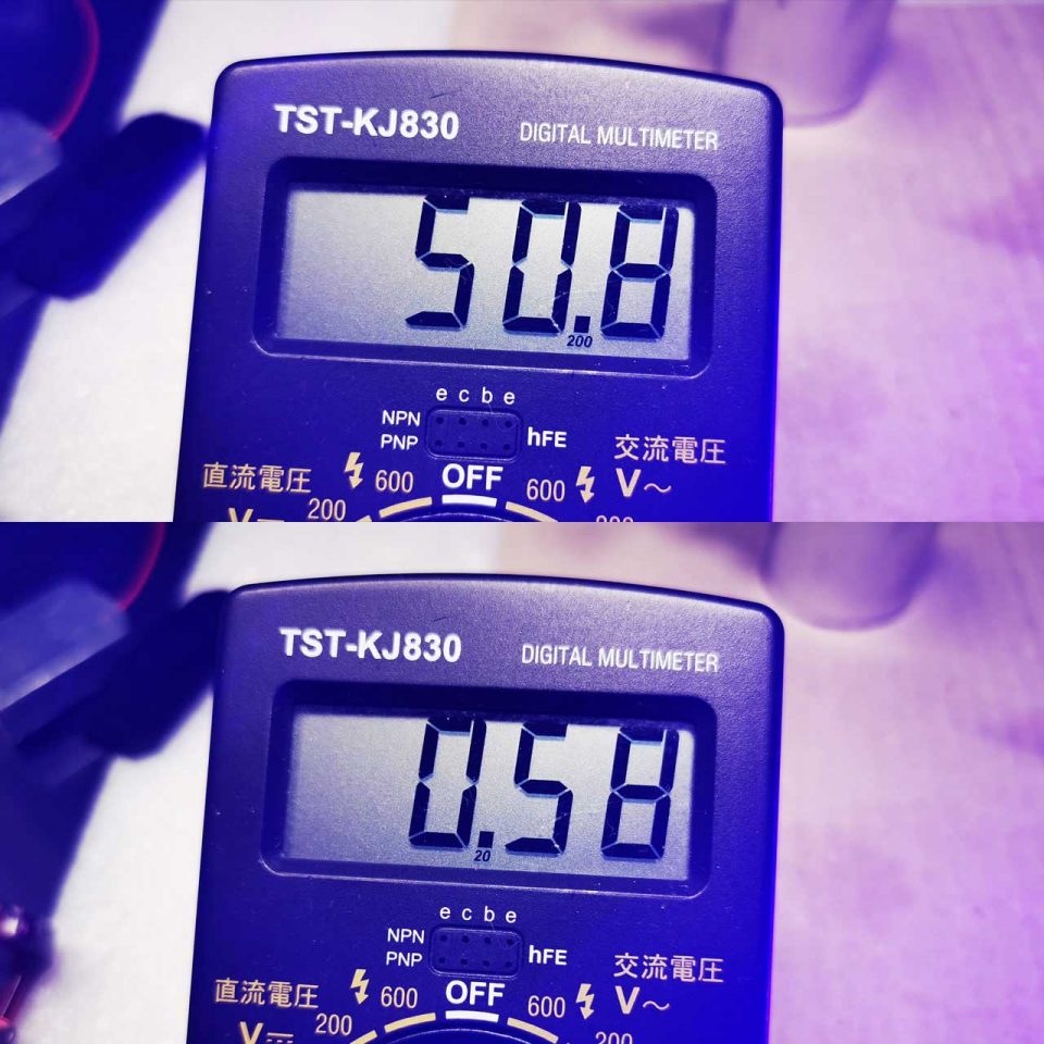正常な動作電圧による定格電流